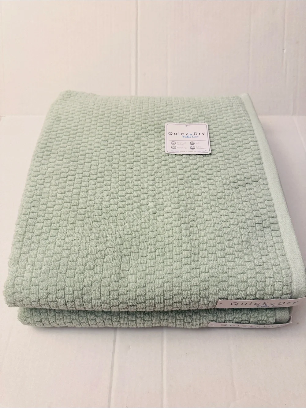 2pc TRULY LOU Quick Dry Zero Twist Cotton Bath Towel Set - BOK CHOY - Green
